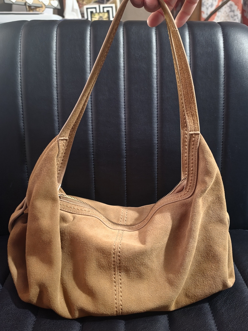 Dolce Vita Billy Shoulder Bag - Camel Suede